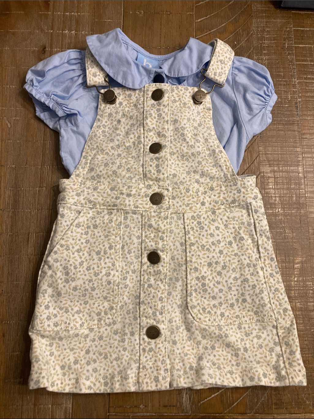 Girls Floral Button-Up Jamie Kay Overall Skirt W/ Bella Bliss Top Euc Size 3